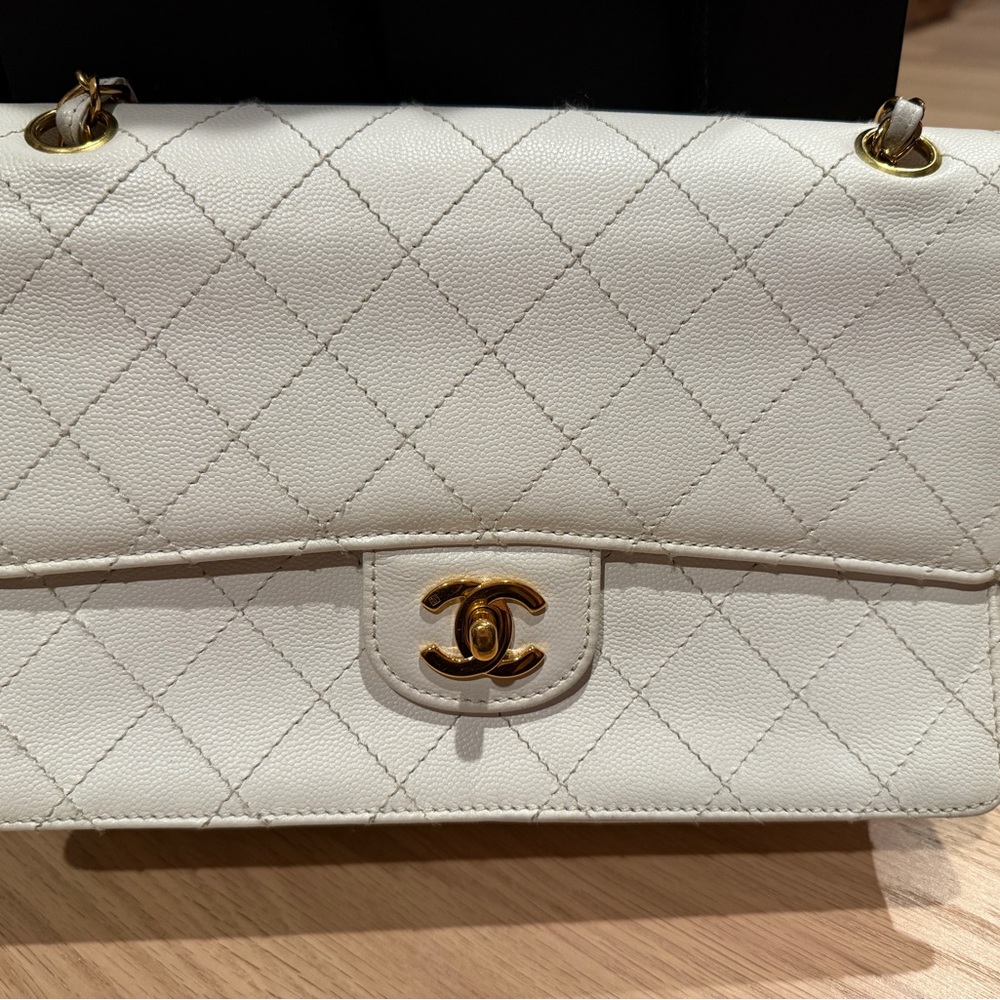 AUTHENTIC Chanel Flap Bag - White